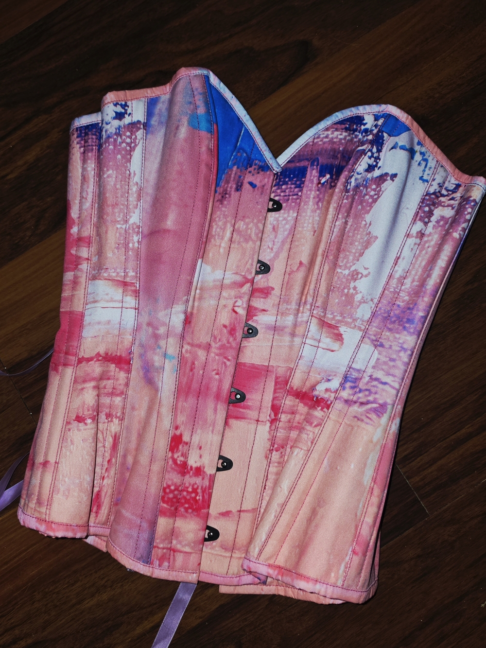 Pink & Blue Watercolor Corset Top
